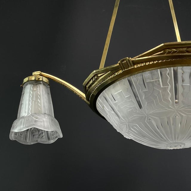 Art Deco Bronze Ceiling Lamp by P. Maynadier, 1930s For Sale - Image 6 of 14