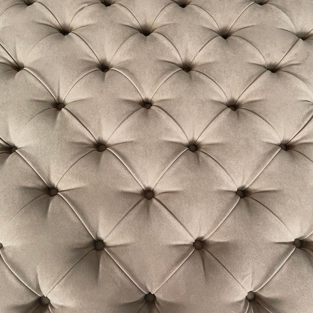 Animal Skin Italian Modern Squared Pouf in Beige Suede with Buttons, 1990s For Sale - Image 7 of 13