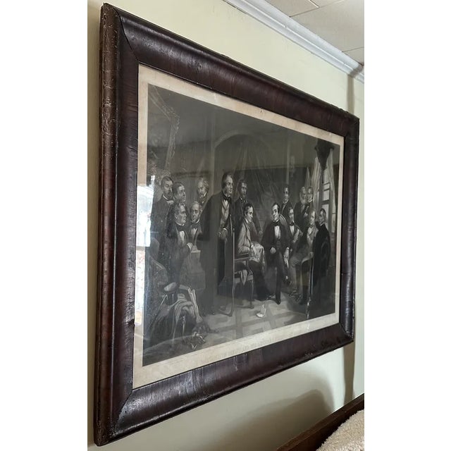 Mid 19th Century Engraving by Thomas Oldham Barlow "Washington Irving and His Literary Friends", in Walnut Veneer Frame For Sale - Image 9 of 9