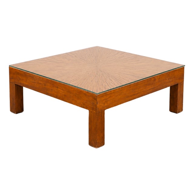 Vintage Straw Marquetry Coffee Table, 2000s For Sale