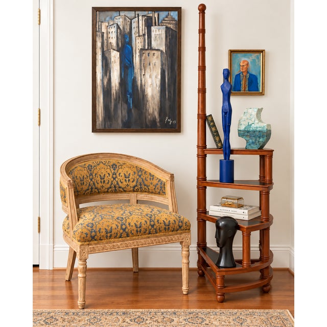 Traditional Vintage Walnut Spiral Library Steps With Black Leather Treads For Sale - Image 3 of 6