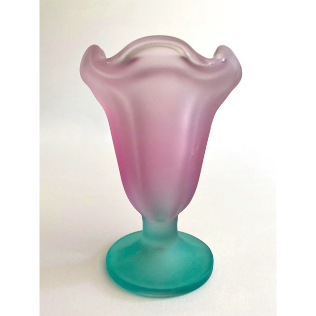 Mauve Vintage Mid Century Modern Frosted Glass Multicolor Pastel Parfait Tulip Dessert Cups - Set of 4 For Sale - Image 8 of 13