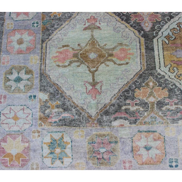 Tribal All-Over Design Turkish Oushak Rug With Large Medallions For Sale - Image 10 of 13