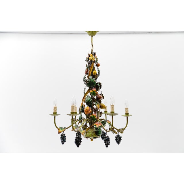 Huge Floral 6-Light Fruit Strand Ceiling Lamp by Hans Kögl, Germany, 1970s Light bulbs are not included. It is possible to...