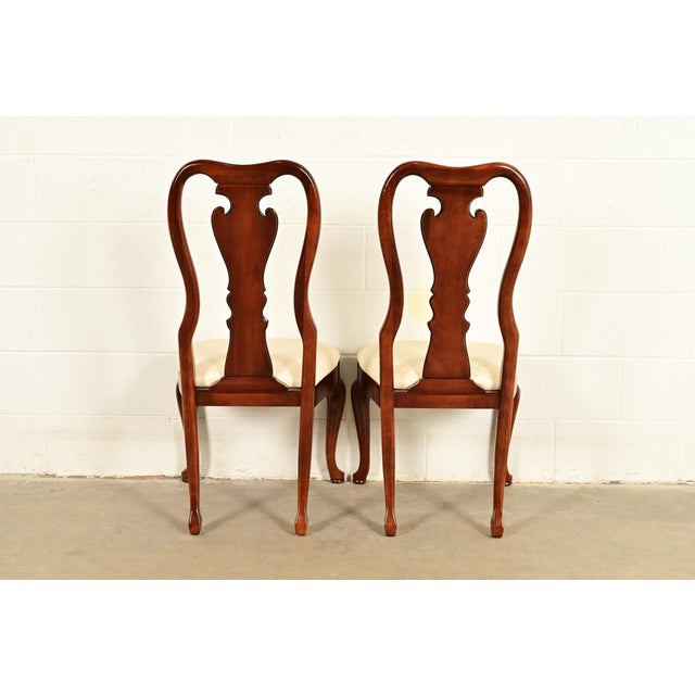 Thomasville Queen Anne Carved Solid Mahogany Dining Chairs | Set of Four For Sale - Image 11 of 13