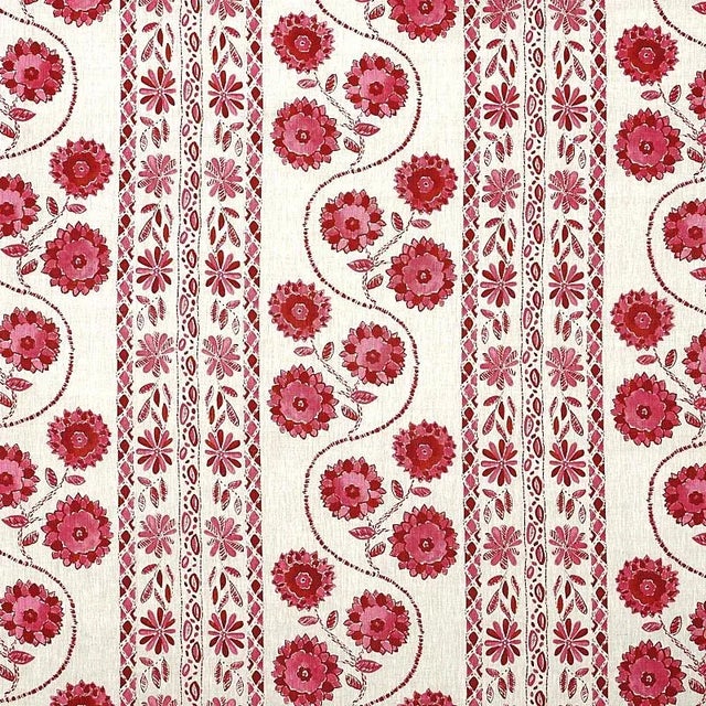This meandering mid-scale floral stripe is hand printed on linen and says "charm" with a capital C. Minimum order of 2...