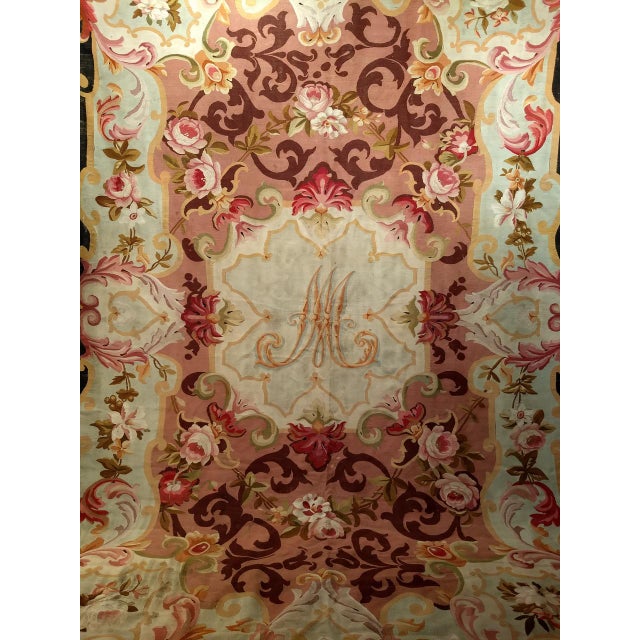Textile Antique French Aubusson Rug, Handwoven Wool, Floral Design, Powdered-Blue & Rose, 9' X 14' For Sale - Image 7 of 13