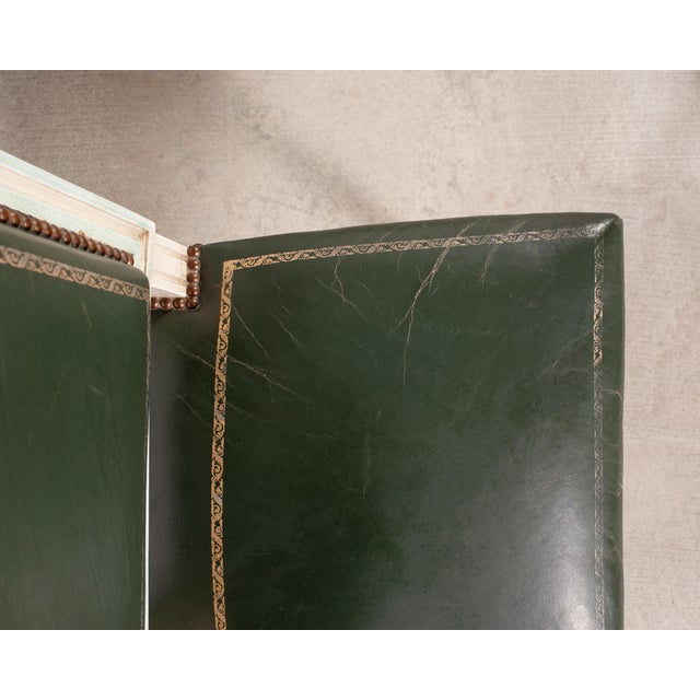 Set of Six Louis XVI Style Painted Dining Chairs Green Leather For Sale - Image 15 of 18