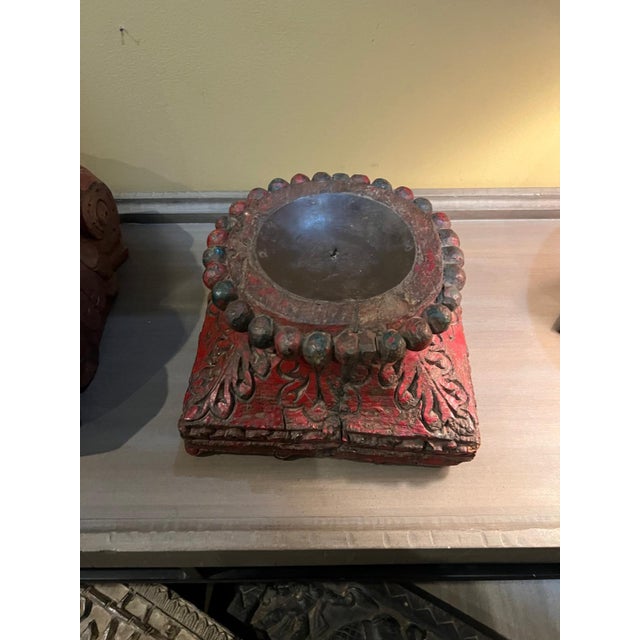 Traditional Vintage Hand-Carved Wooden Decorative Base For Sale - Image 3 of 5