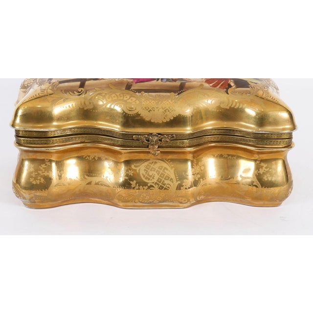 Large Antique French Sevres Golden Porcelain Casket, 1800s For Sale - Image 10 of 14