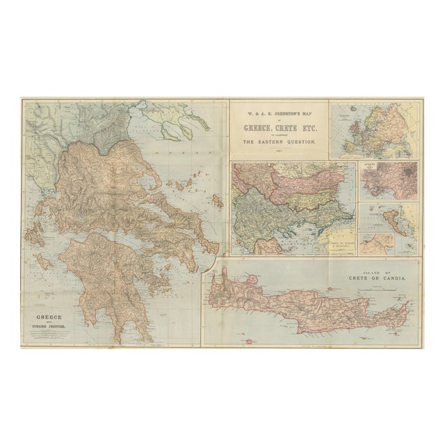 Johnston Map of Greece and Crete, 1897 For Sale