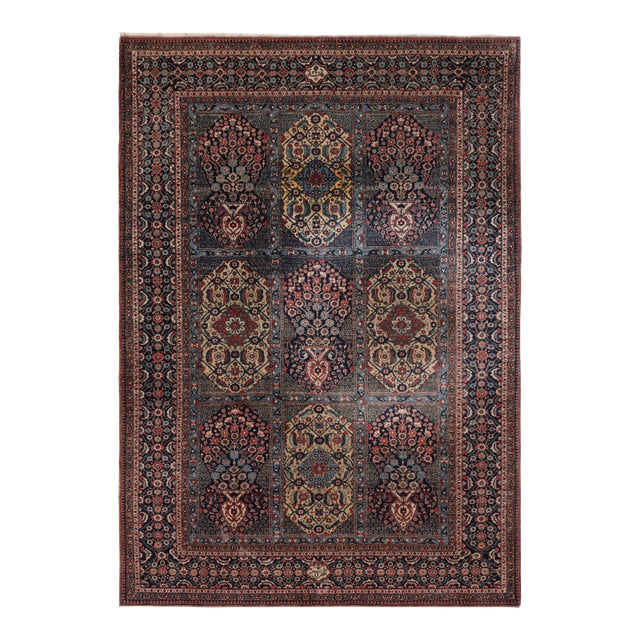 Antique Kashan Rug With Floral & Geometric Medallions, From Rug & Kilim For Sale