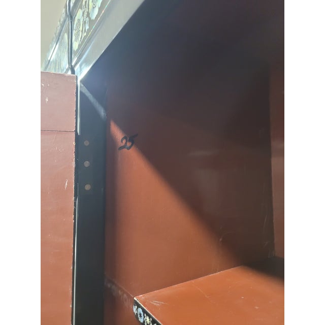 Vintage Korean 3-Piece Mother-of-Pearl Display Cabinet Wall Unit For Sale - Image 14 of 15