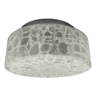 Space Age Ceiling Lamp in Ice Glass and Chrome Metal, 1970s For Sale