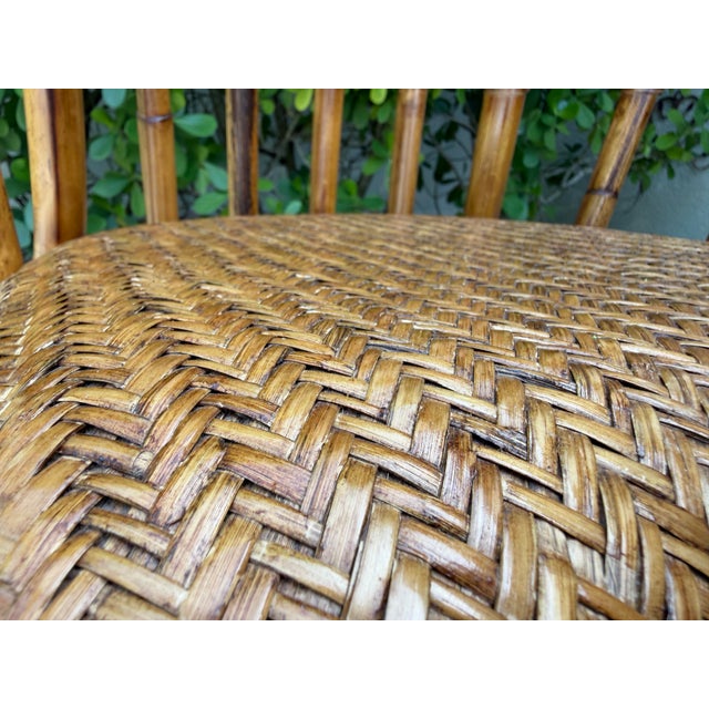 Vintage Handcrafted Rattan Barrel Back Chair With Woven Seat For Sale - Image 10 of 13