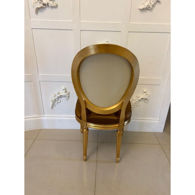 1940s Large Vintage Louis XVI Style Giltwood Dining Chairs with Silk Damask Upholstery, 1940, Set of 42 For Sale - Image 5 of 18