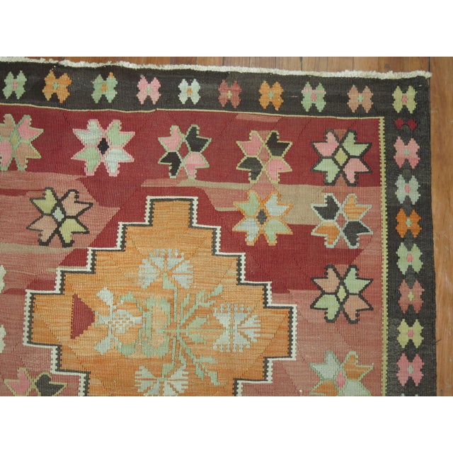 Rustic Rustic Vintage Turkish Kilim - 5'6" x 10'7" For Sale - Image 3 of 18