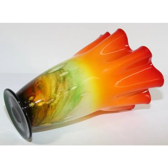 Mid 20th Century Murano Orange Freeform Handkerchief Footed Vase For Sale - Image 11 of 13