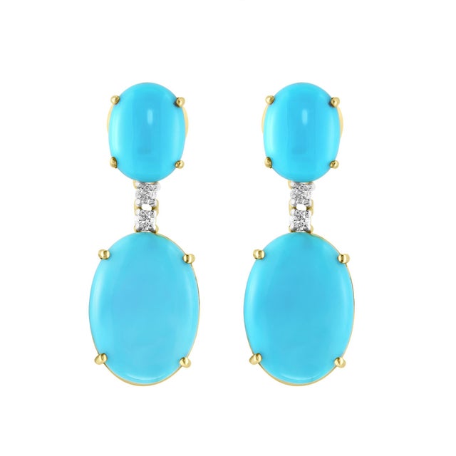 2010s 60ct Natural Sleeping Beauty Turquoise & Diamond Tennis Necklace & Earrings Set For Sale - Image 5 of 18