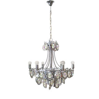 Nine-Light Chandelier in Chromed Steel by Gaetano Sciolari, 1960s For Sale