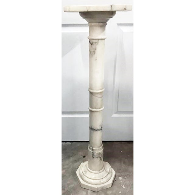 Antique French Carrara Marble Pedestal For Sale - Image 4 of 8