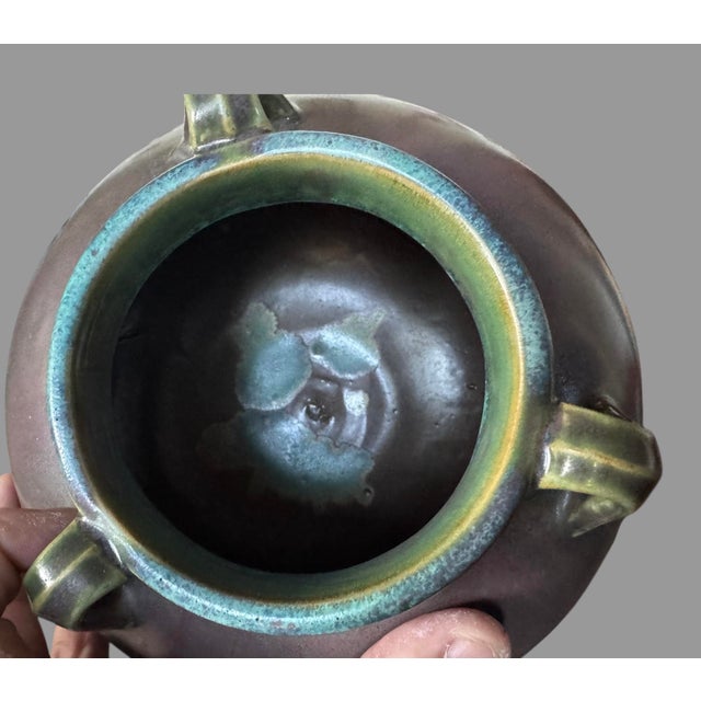 Ceramic Vintage Fulper 3-Handled Mauve Art Pottery Vase For Sale - Image 7 of 11