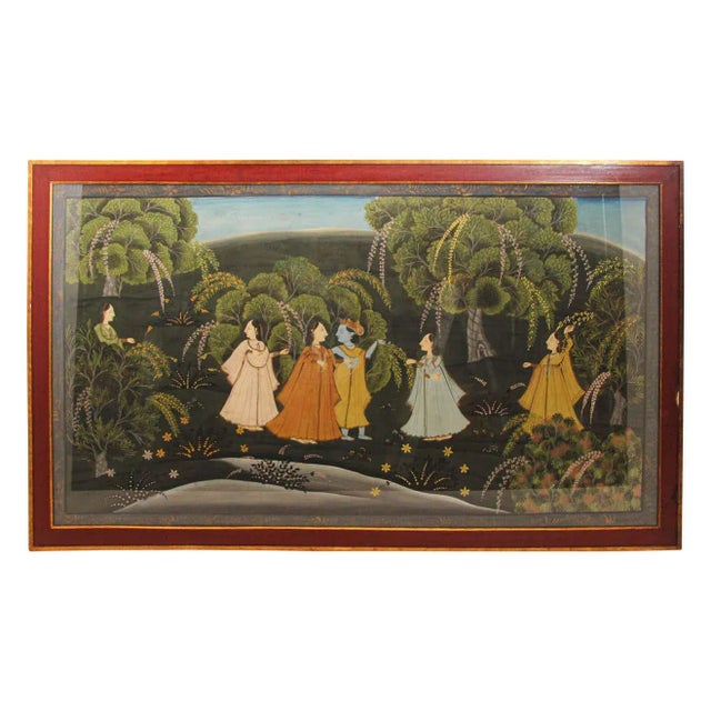 Painting of Radha and Krishna with Female Gopis For Sale - Image 13 of 13