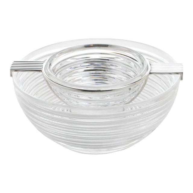 Riedel Mesa Italy Silver Plate and Crystal Caviar Bowl Dish Server For Sale