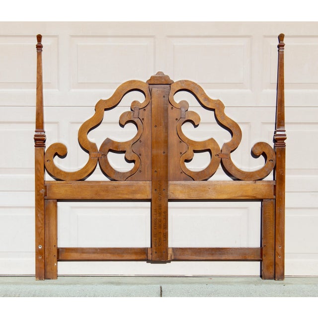 Mid-Century Modern Walnut Queen Headboard by White Furniture Company – Vintage 1970s Solid Wood American Made Bed Frame For Sale - Image 10 of 13