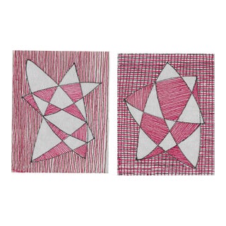 1970s William Davis Miniature Drawings - a Pair For Sale