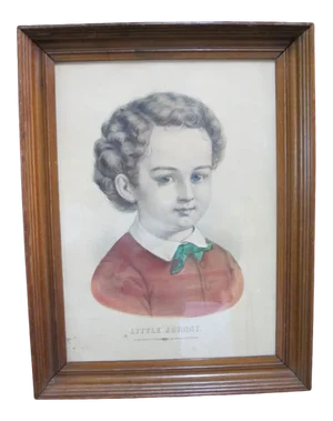 Currier & Ives Antique Hand Colored Print Little Johnny Child Boy Portrait