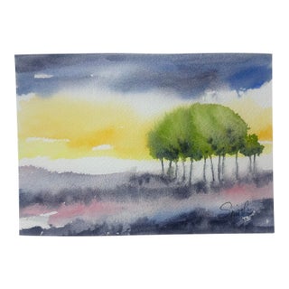 “Evening Grove” – Modern Impressionist Landscape by Nancy Smith For Sale