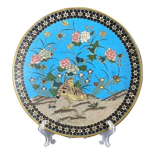 Antique Japanese Bronze Cloisonné Plate, 1890s For Sale