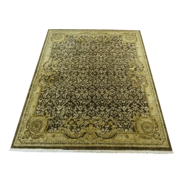 100% Wool Brown & Earthtone Hand Woven Approx. 8x10 Rug For Sale