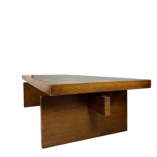 Brutalist Vintage Lane Oak Brutalist Coffee Table and Side Table For Sale - Image 3 of 12