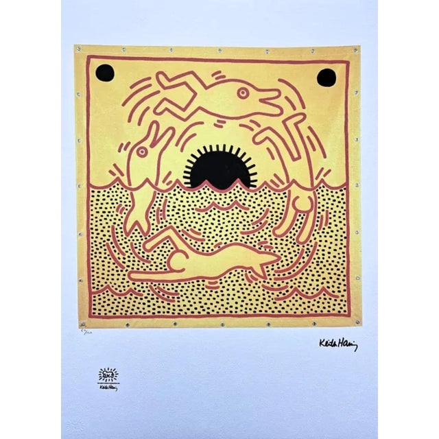 Yellow After Keith Haring, Dolphins, Print For Sale - Image 8 of 8