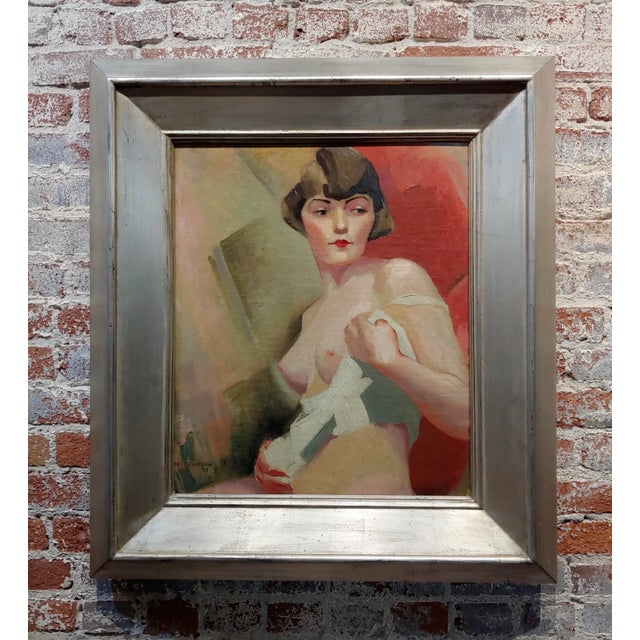 Reva Jackman Student of André Lhote 1927 Cubist Portrait of a Nude Female-Oil Painting For Sale - Image 11 of 12