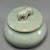 Fine antique Chinese celadon covered jar. Bulbous rounded body paired with matching lid decorated by sculpted animal...