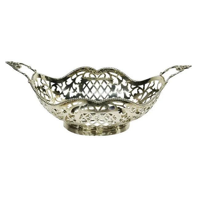 Metal Small Dutch Silver Bonbon Basket by J. Krins, Schoonhoven, 1962 For Sale - Image 7 of 7