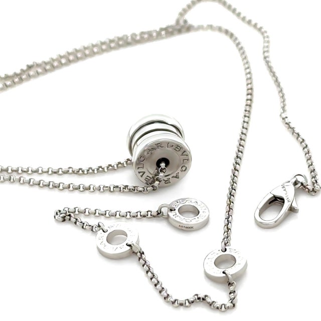 Bulgari Bvlgari B.zero1 18ct White Gold Mini Pendant Necklace 7.38g For Sale - Image 4 of 7