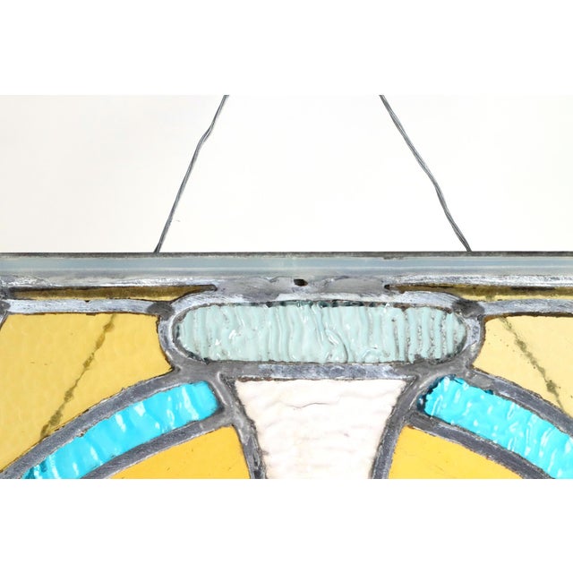 Art Nouveau Vintage Art Nouveau Vivid Stained Glass Hanging Panel For Sale - Image 3 of 11