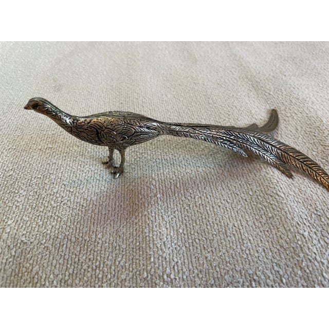 Mid-Century Modern Vintage Silverplate Table Pheasants For Sale - Image 3 of 9