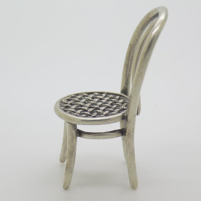 Silver Vintage Italian Handmade Silver 800 Straw Chair Miniature, Arezzo, 1980s For Sale - Image 8 of 12