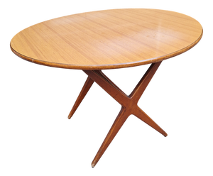 Round Wooden Dining Table, 1950s