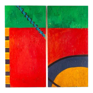 Late 20th Century Original Signed 48" Abstract Painting Diptych by Laura Wesley Ford