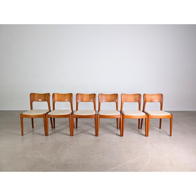 We are offering a beautiful set of six original Niels Koefoed chairs from the 1960s for sale. Crafted by Koefoed Hornslet...