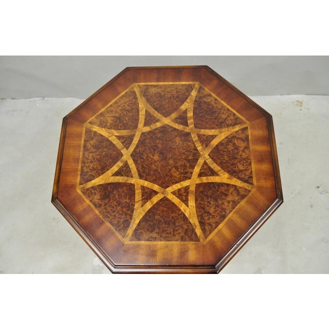 Italian Mid 20th Century Contemporary Italian Mediterranean Style Marquetry Inlay Pedestal Side Table For Sale - Image 3 of 12