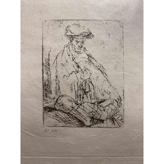 After Rembrandt, The Praying, Etching, 19th Century For Sale