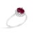 Contemporary 10K White Gold Red Ruby and 1/10 Cttw Diamond Halo Ring For Sale - Image 3 of 7