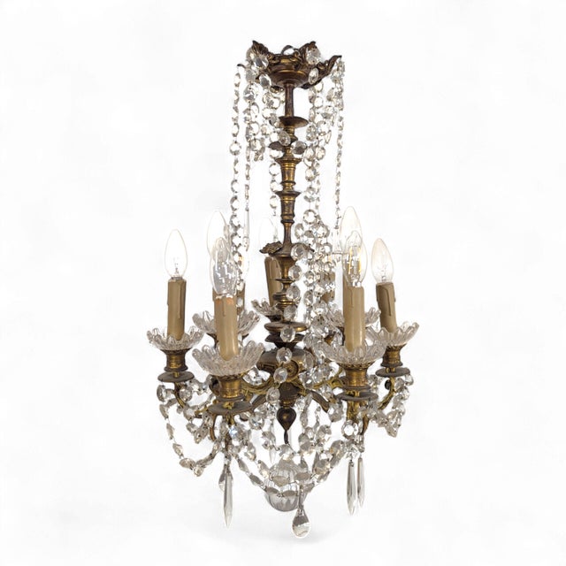 19th Century Crystal and Bronze Chandelier For Sale